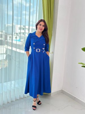 VESTIDO COLOR AZUL TURQUEZA