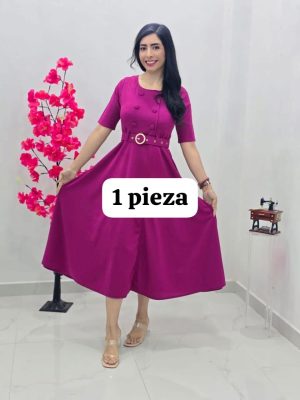 VESTIDO COLOR FUSHIA O MAGENTA INTENSO