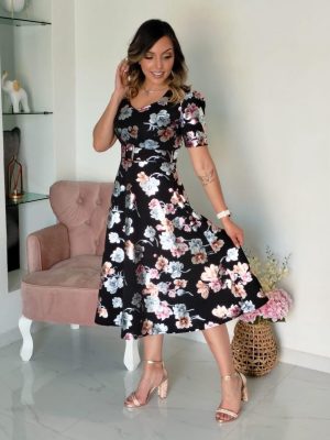 VESTIDO NEGRO FROREADO