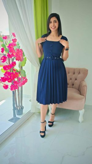 VESTIDO COLOR AZUL MARINO CLARO