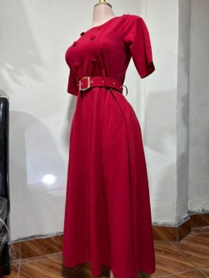 Vestido Largo de Color Rojo Vino2222222