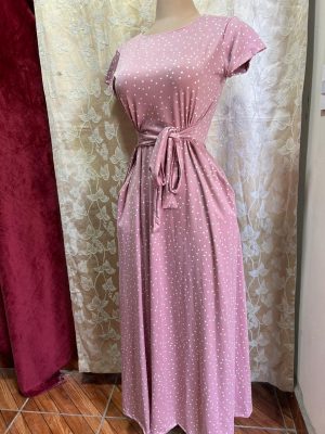 Vestido Largo Rosa Palo de Lunares