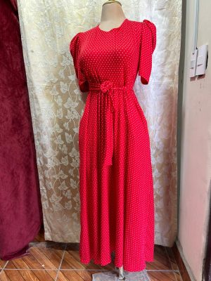 Vestido Largo de Lunares Rojo