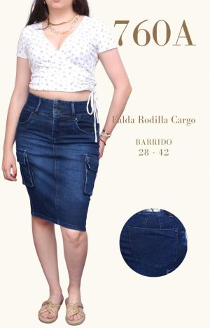 FALDA RODILLA LARGA DE MESCLILLA COLOR AZUL 760A