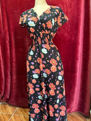Vestido Largo de Verano Negro con Flores