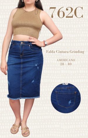 FALDA CINTURA GRINDING DE MESCLILLA COLOR AZUL 760 C