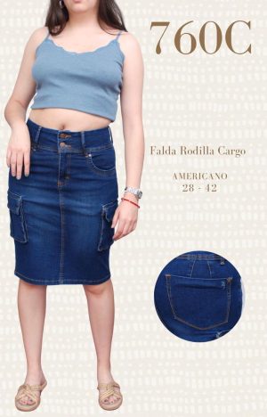 FALDA RODILLA LARGA DE MESCLILLA COLOR AZUL 760 C