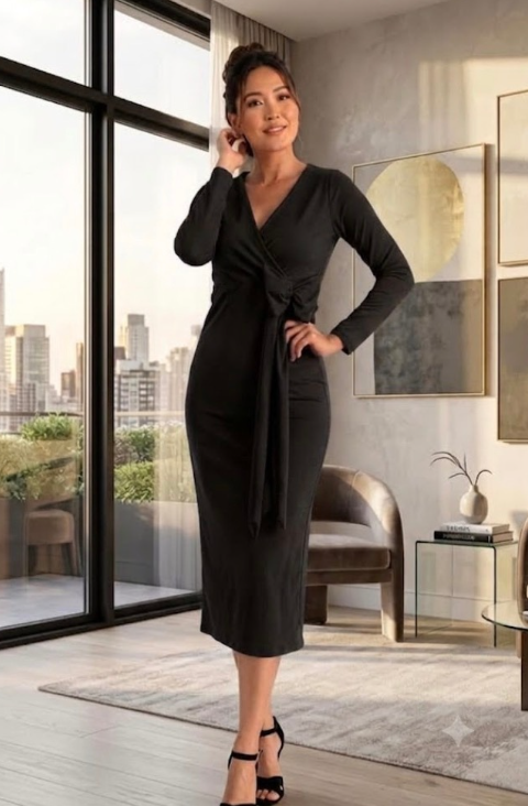 Vestido Midi Color Negro
