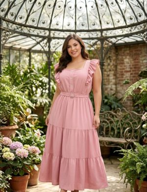 Vestido maxi Color rosa palo