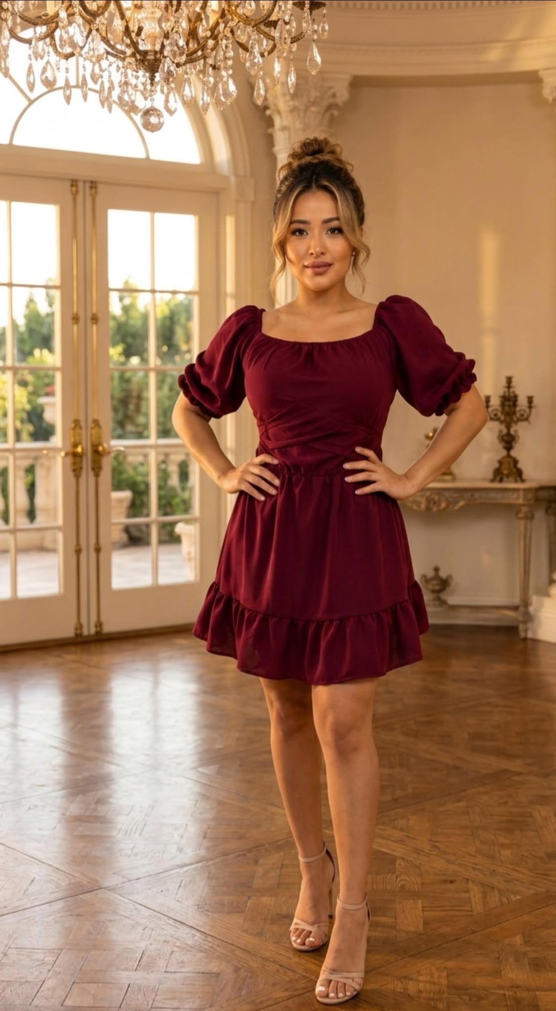 Vestido corto Color vino