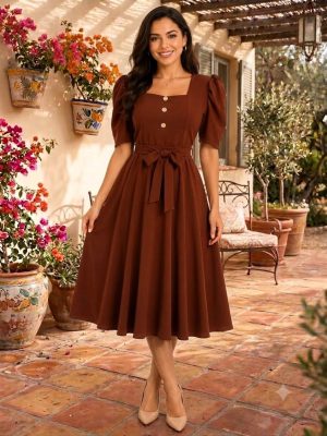 Vestido Midi - Color Chocolate