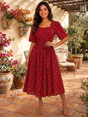Vestido midi - Color rojo