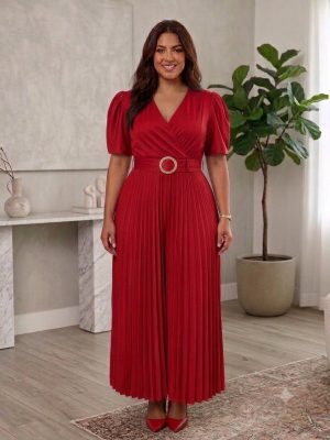 Vestido corte cruzado en V - color Rojo
