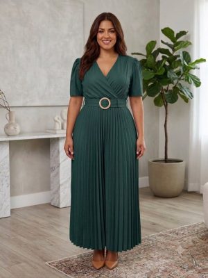 Vestido corte cruzado en V - color verde Jaspe